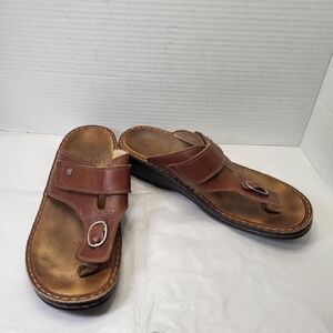 Finn Comfort Brown Leather Thong Sandals Women's Size 7.5 EU 38